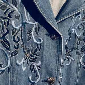 Size L Tunic-Length Dressy Casual Jean Jacket Rodeo